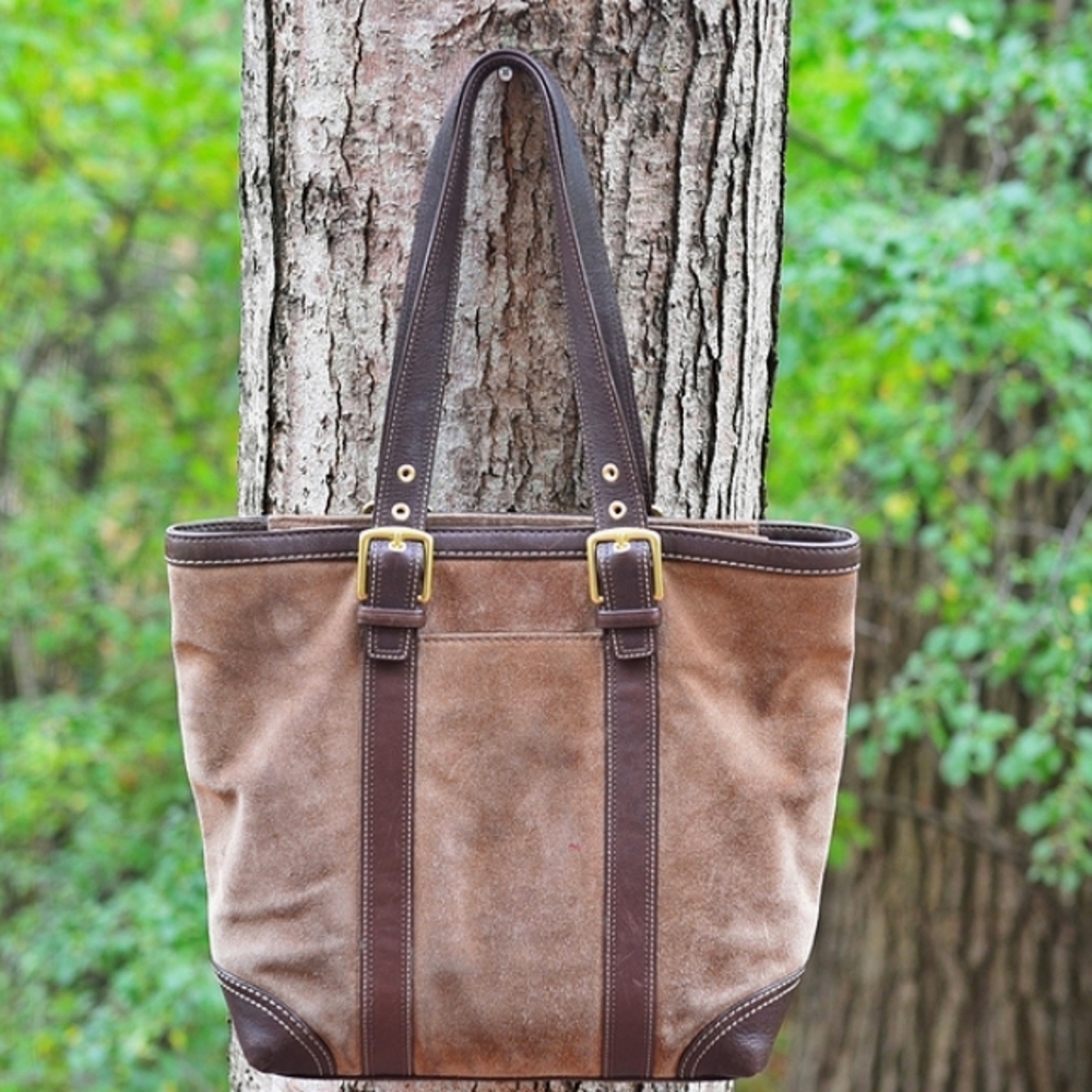 Coach Brown and Dark Brown Tote Bag - Picture 2 of 9
